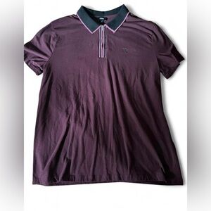 Express Men’s Burgundy Polo Shirt – Size M, Contrast Collar & Trim